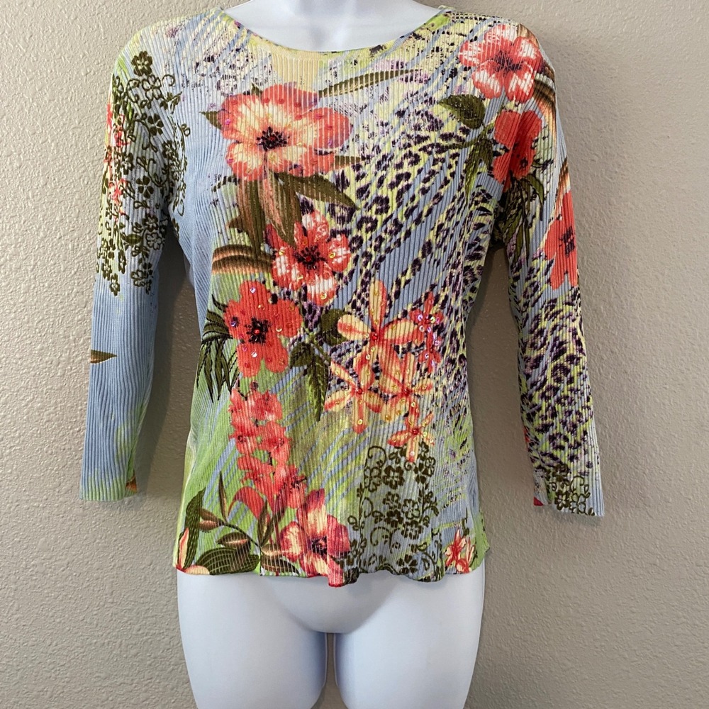 Y2K Animal Print Top Large Sequin Fairy Festival Artsy Bohemian Boho Tropical